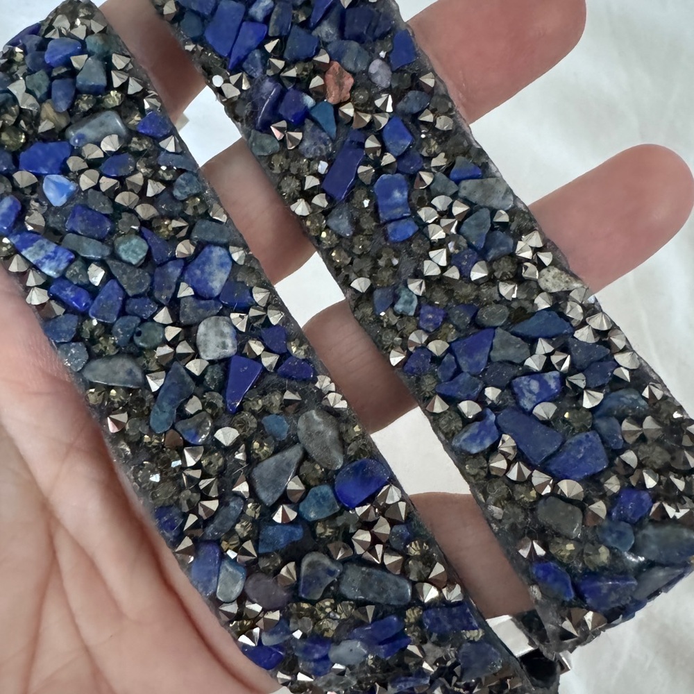 Blue and Silver Mosaic Patterned bracelets